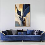 Yağlı Boya Dokulu Tablo Lacivert Bej Altın Soyut U08101