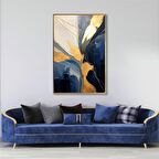 Yağlı Boya Dokulu Tablo Lacivert Bej Altın Soyut U08106