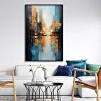 Yağlı Boya Dokulu Tablo Soyut Şehir Manzarası New York U09004