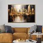 Yağlı Boya Dokulu Tablo Soyut Şehir Manzarası U09006