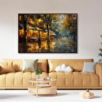 Yağlı Boya Dokulu Tablo Modern Paris Sokak Kafe U09015