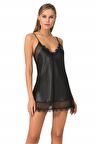 Aria's Closet Siyah Kısa Saten Gecelik