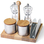 Beşli Tuz ve Biber Değirmenli Baharatlık Takımı