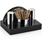 Pleksi Standlı Yuvarlak 4'lü Tuzluk Takımı