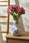 Karaca Home Cannes Vazo Beyaz Mavi 16,7X16,7X22,9 cm