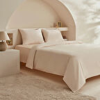 Karaca Home Vinas 80 Tel %100 Pamuk Çift Kişilik Saten Biyeli Nevresim Takımı Bej