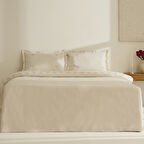 Karaca Home White Collection Rayas %100 Pamuk Nakışlı Çift Kişilik Nevresim Takımı Bej 