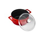 Lava Döküm Yuvarlak Tencere Cam kapaklı. Glaze Çap(Ø)20cm.