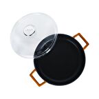 Lava Döküm Çok Amaçlı Yayvan Tencere. Glaze Serisi Çap(Ø)24cm. - Kırmızı