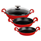 Lava Sahan Seti 16-20-24 cm Kırmızı