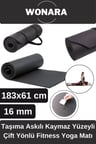 Pratik Taşıma Askılı Kaymaz Yüzeyli Çift Yönlü Fitness Yoga Matı Kamp Çadır Spor Minderi 183x61 Cm