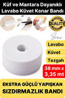 Ekstra Kalın 3.35 mt Banyo Küvet Duşakabin Mutfak Tezgah Lavabo Su Sızdırmaz Kenar Bandı Beyaz Bant