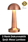 Premium Şarjlı Dokunmatik Masa Lambası 3 Renk Ayarlanabiir Parlaklık Abajur Ambians Dekoratif Klasik