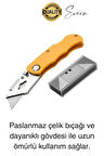 Premium Katlanır Dayanıklı Halı Maket Bıçağı Alçıpan Kesme Falçata Yedek Bıçaklı Çelik Çakı Tipi