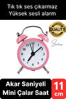 Sessiz Çalışan Yüksek Sesli Alarmlı Retro Tasarım Analog Masaüstü Çanlı Mini Çalar Saat Başucu 11 cm