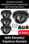 4 Ad. Caydırıcı Dome Güvenlik Kamerası Led Işıklı Hırsız Sensörlü Apartman Yazlık Maket Ev