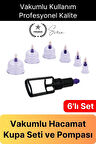 6'lı Kupa Çekme Seti Vakumlu Masaj Aleti Hacamat Pompalı Selülit Çatlak Giderici Dayanıklı