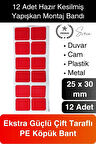 12'li Ekstra Güçlü Dayanıklı Çift Taraflı Hazır Kesilmiş Köpük Montaj Bandı Yapıştırma Ev Ofis