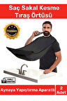 Deluxe Pratik Vakumlu Aynaya Yapıştırma Aparatlı Evde Saç Sakal Kesme Siyah Tıraş Örtüsü - 2 Adet