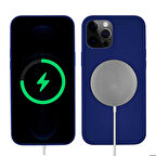 iPhone 13 Pro Uyumlu Zore Silksafe Wireless Kapak-Mavi