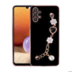 Galaxy A32 4G Uyumlu El Tutamaçlı Kamera Korumalı Zore Taka Silikon Kapak-Siyah