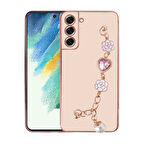 Galaxy S21 FE Uyumlu El Tutamaçlı Kamera Korumalı Zore Taka Silikon Kılıf-Pembe