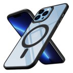 iPhone 12 Pro Max Uyumlu Wireless Şarj Özellikli Zore Krom Magsafe Silikon Kılıf-Siyah