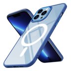 iPhone 12 Pro Max Uyumlu Wireless Şarj Özellikli MKST Krom Magsafe Silikon Kılıf-Lacivert