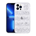 iPhone 13 Pro Uyumlu Kamera Korumalı Simli AirBag'li Zore Dalga Kılıf-Gümüş