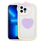 iPhone 12 Pro Max Uyumlu Kedi Figürlü Transparan Pop Soketli Zore Ritmik Kılıf-Lila