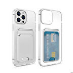 iPhone 14 Pro Uyumlu Kartlıklı Şeffaf Zore Setra Clear Silikon Kapak-Renksiz