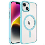 iPhone 14 Uyumlu Wireless Şarj Özellikli Zore Krom Magsafe Silikon Kapak-Yeşil