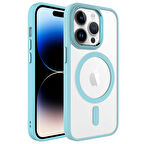 iPhone 14 Pro Max Uyumlu Wireless Şarj Özellikli Zore Krom Magsafe Silikon Kılıf-Yeşil