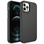 iPhone 14 Pro Uyumlu Metal Çerçeve ve Buton Tasarımlı Sert Zore Botox Kapak-Siyah