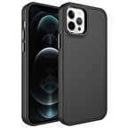 iPhone 14 Pro Uyumlu Metal Çerçeve ve Buton Tasarımlı Sert Zore Botox Kılıf-Siyah