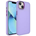 iPhone 14 Plus Uyumlu Metal Çerçeve ve Buton Tasarımlı Sert Zore Botox Kılıf-Lila