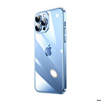 iPhone 14 Pro Max Uyumlu Sert PC Renkli Çerçeveli Zore Riksos Kapak-Mavi