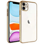 iPhone 11 Uyumlu Sert PC Renkli Çerçeveli Zore Riksos Kılıf-Gold