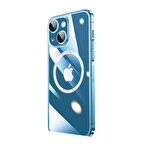 iPhone 14 Uyumlu Wireless Şarj Özellikli Sert PC Zore Riksos Magsafe Kılıf-Renksiz