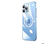 iPhone 14 Pro Max Uyumlu Wireless Şarj Özellikli Sert PC Zore Riksos Magsafe Kapak-Renksiz