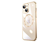 iPhone 14 Plus Uyumlu Wireless Şarj Özellikli Sert PC Zore Riksos Magsafe Kılıf-Gold