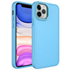 iPhone 12 Pro Max Uyumlu Metal Çerçeve ve Buton Tasarımlı Silikon Zore Luna Kılıf-Sierra Mavi