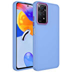 Xiaomi Redmi Note 11 Pro 5G Kılıf Metal Çerçeve ve Buton Tasarımlı Silikon Zore Luna Kapak-Lila