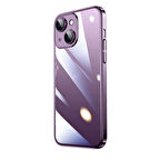 iPhone 14 Uyumlu Sert PC Renkli Çerçeveli Zore Riksos Kılıf-Derin Mor