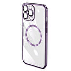 iPhone 14 Pro Uyumlu Wireless Şarj Özellikli Sert PC Zore Riksos Magsafe Kılıf-Derin Mor