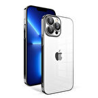 iPhone 12 Pro Uyumlu Kamera Korumalı Renkli Çerçeveli Zore Garaj Kılıf-Siyah