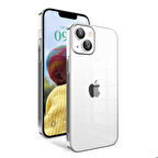 iPhone 14 Uyumlu Kamera Korumalı Renkli Çerçeveli Zore Garaj Kapak-Gümüş