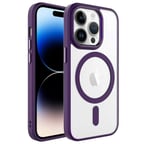 iPhone 14 Pro Max Uyumlu Wireless Şarj Özellikli Zore Krom Magsafe Silikon Kılıf-Derin Mor