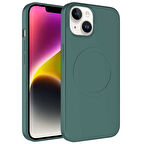 iPhone 14 Plus Uyumlu Magsafe Wireless Şarj Özellikli Pastel Renk Silikon Zore Plas Kılıf-Koyu