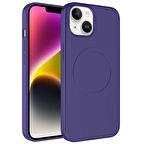 iPhone 14 Plus Uyumlu Magsafe Wireless Şarj Özellikli Pastel Renk Silikon Zore Plas Kılıf-Mürd